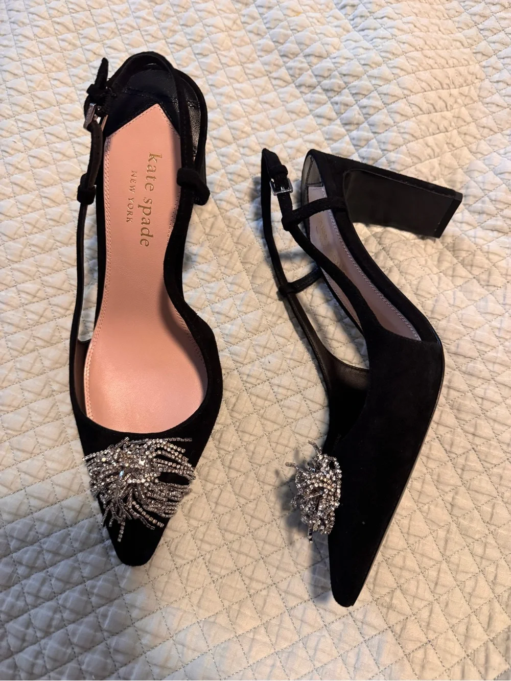 kate spade New York Celestia Black Slingback Crystal Studded Pumps 9.5